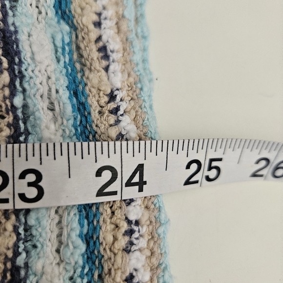 J. JILL Sweater Size  Full Zip Hooded Linen Blend Blue White Sz LP - Picture 10 of 10